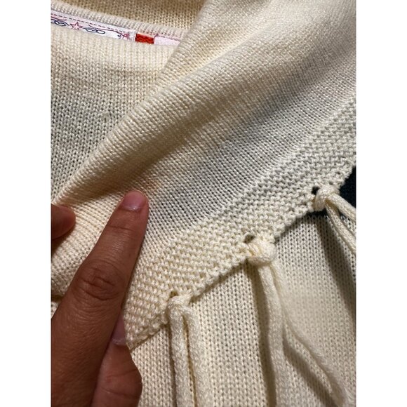 Panhandle Aztec Stripes Fringe Sweater Women XL Cowl Neck Western Bohemian Rodeo - Picture 14 of 15